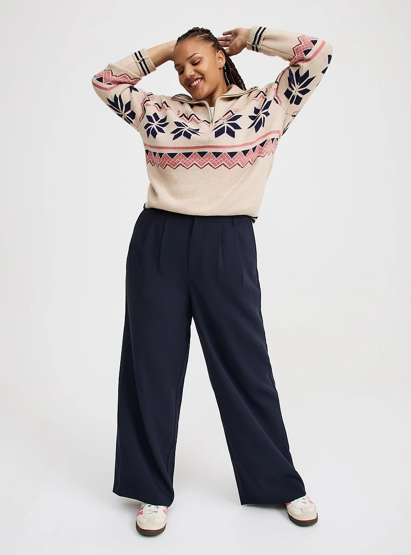 Tailored Twill High-Rise Wide Leg Pant