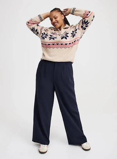 Tailored Twill High-Rise Wide Leg Pant