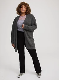 Drop Shoulder Open Front Cardigan