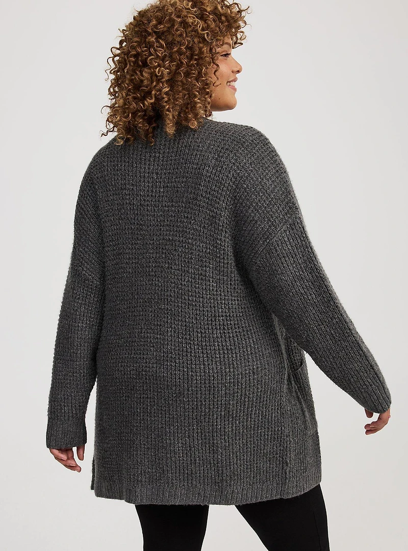 Drop Shoulder Open Front Cardigan