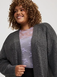 Drop Shoulder Open Front Cardigan