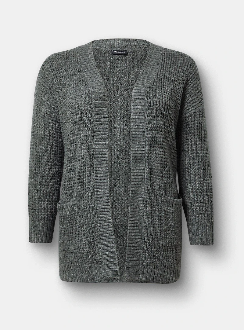 Drop Shoulder Open Front Cardigan