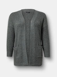Drop Shoulder Open Front Cardigan