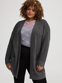 Drop Shoulder Open Front Cardigan