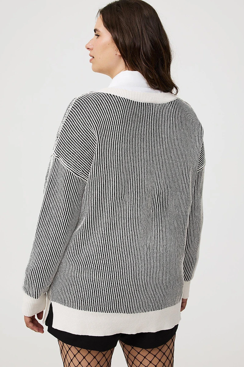 Chenille V-Neck Tunic Pullover
