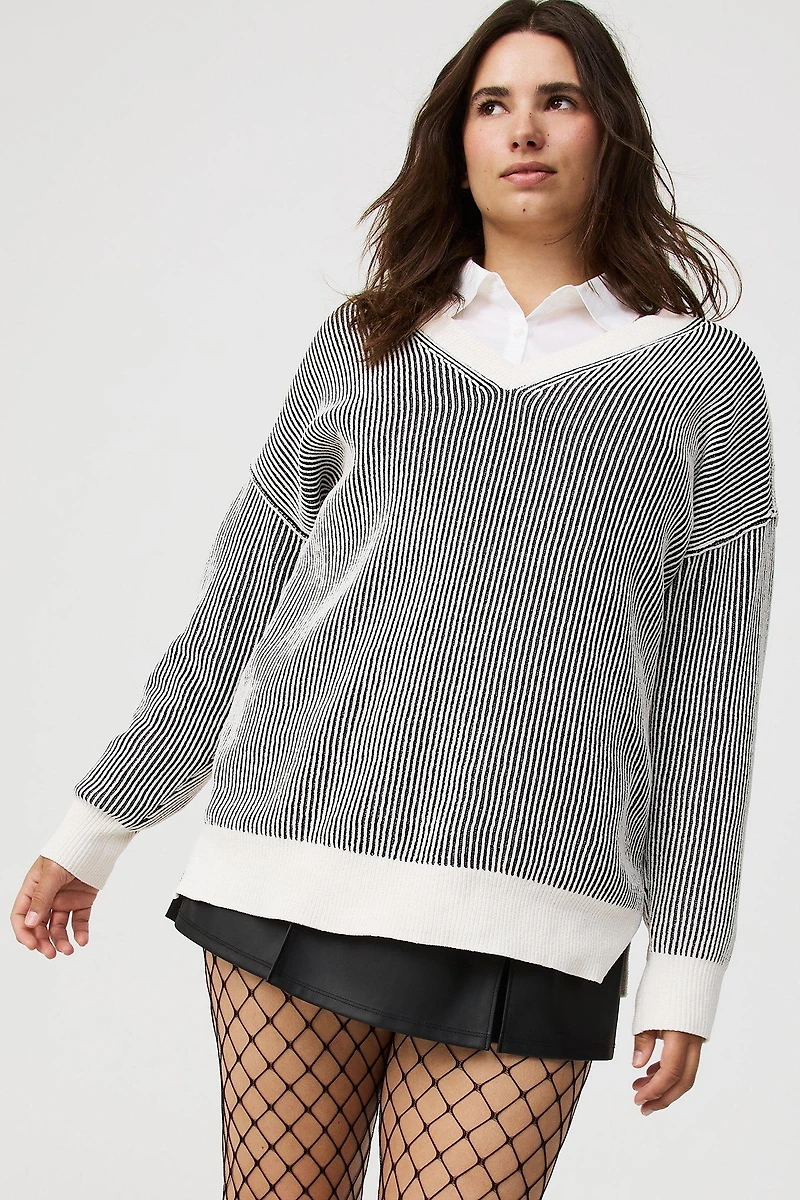 Chenille V-Neck Tunic Pullover