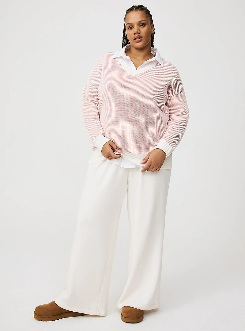 Chenille V-Neck Tunic Pullover Sweater