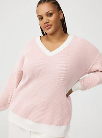 Chenille V-Neck Tunic Pullover Sweater