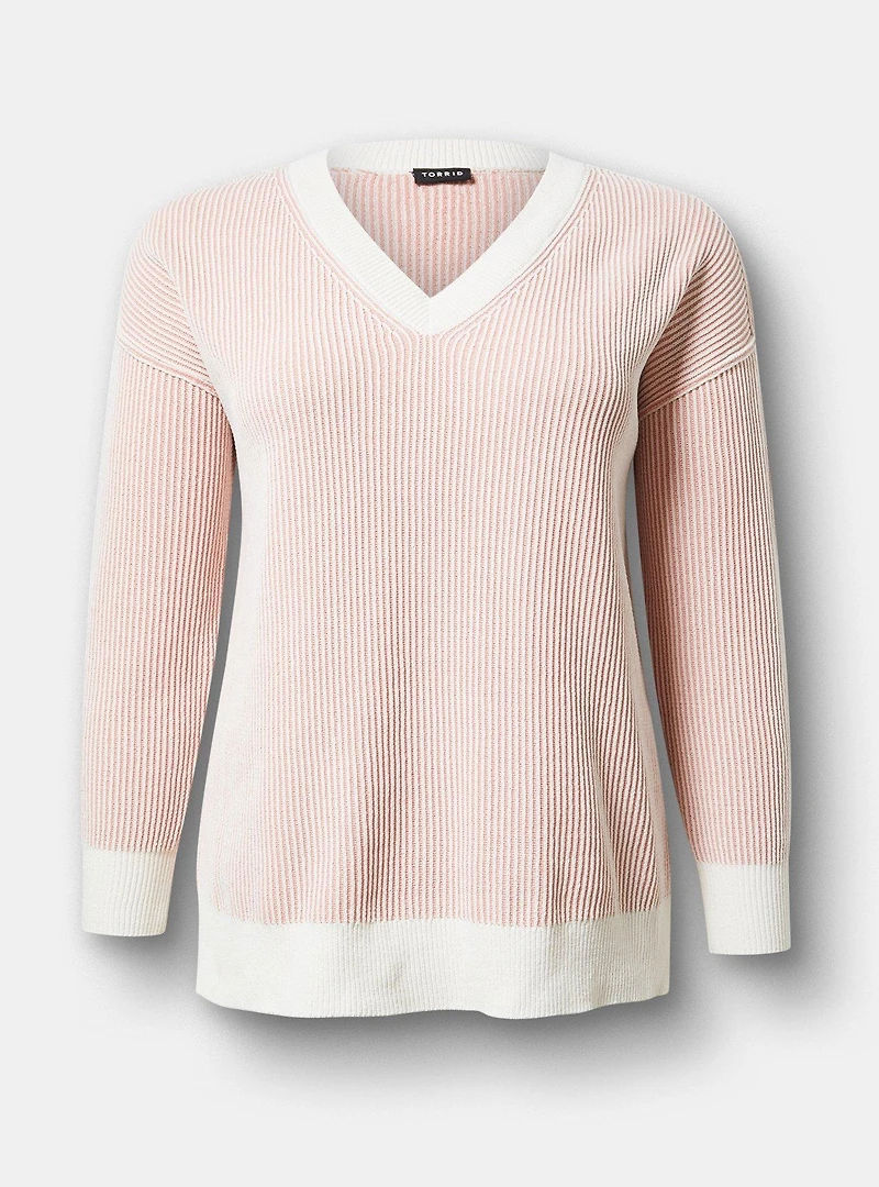 Chenille V-Neck Tunic Pullover Sweater