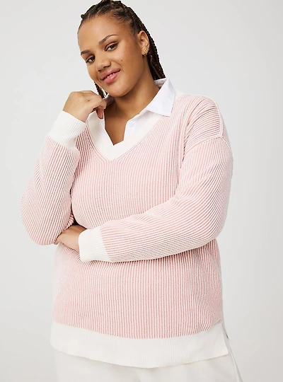 Chenille V-Neck Tunic Pullover Sweater