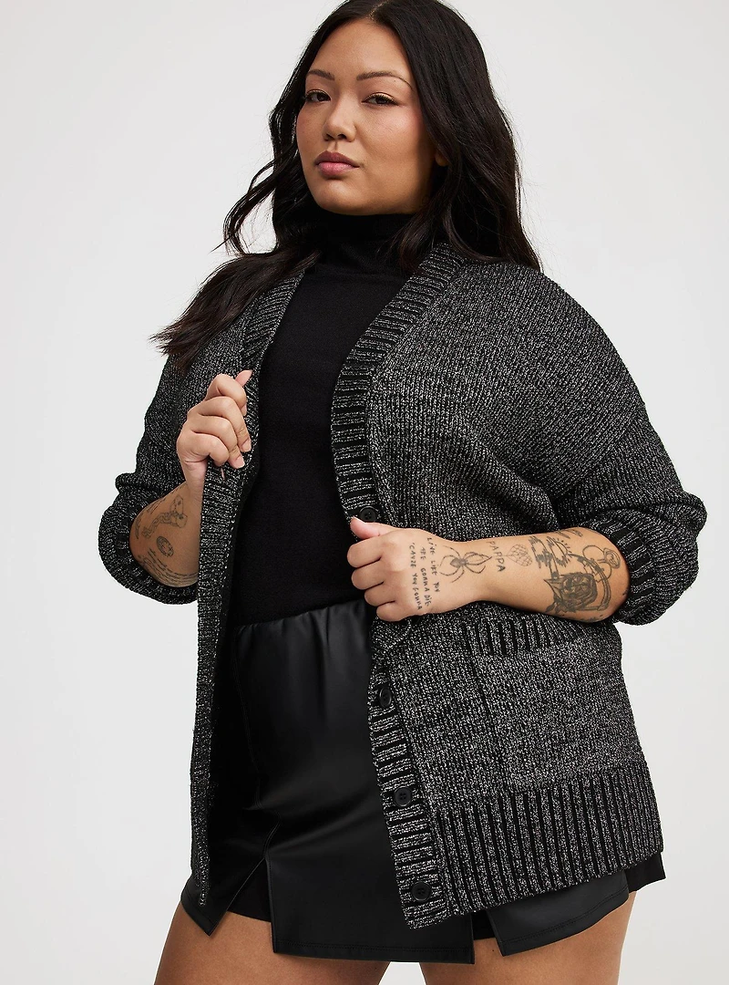 Metallic Boyfriend Cardigan