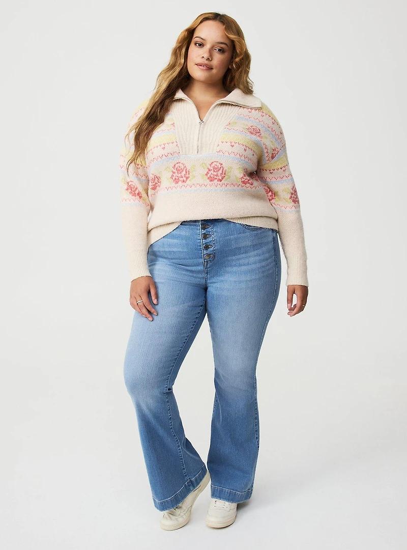 Fairisle Vegan Cashmere Half Zip Sweater