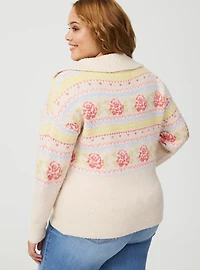 Fairisle Vegan Cashmere Half Zip Sweater