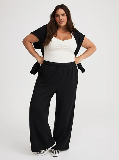 High-Rise Wide Leg Cozy Fleece Pant