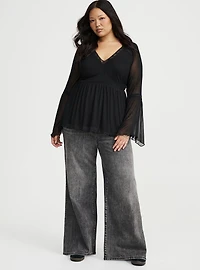Mesh Long Sleeve Boho Top