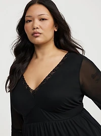 Mesh Long Sleeve Boho Top