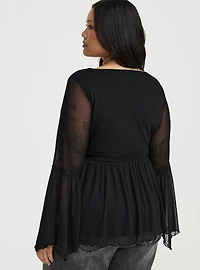 Mesh Long Sleeve Boho Top