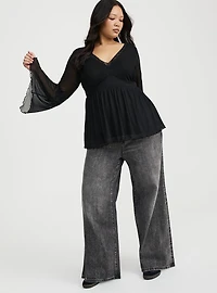 Mesh Long Sleeve Boho Top
