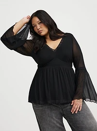Mesh Long Sleeve Boho Top
