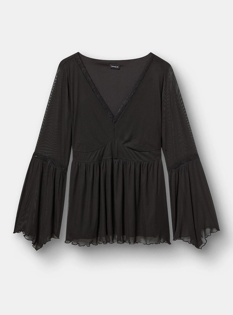 Mesh Long Sleeve Boho Top