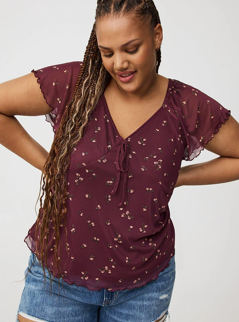 Mesh V-Neck Top