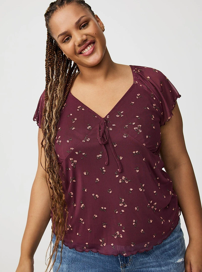 Mesh V-Neck Top