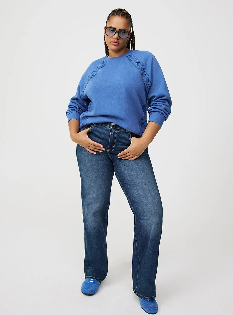 Lace Pullover Crew Sweatshirt