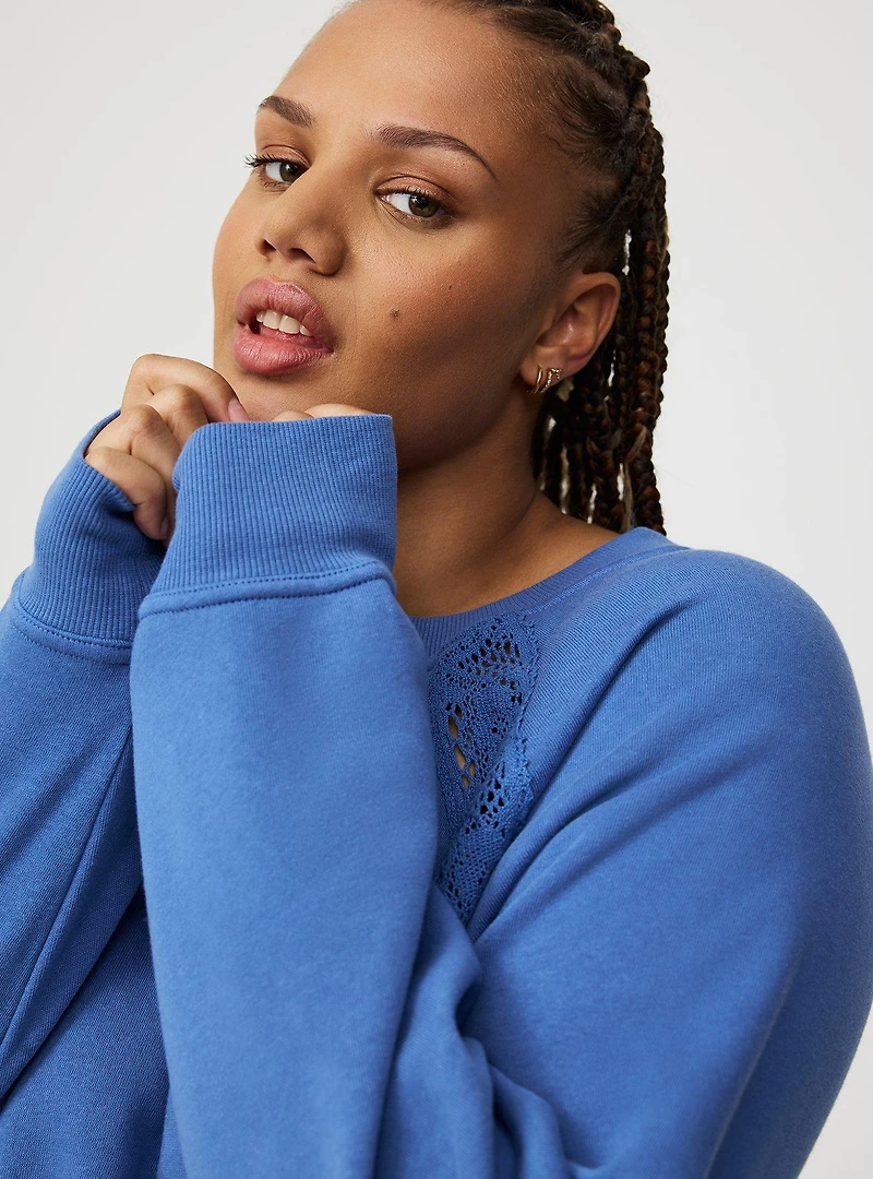 Lace Pullover Crew Sweatshirt