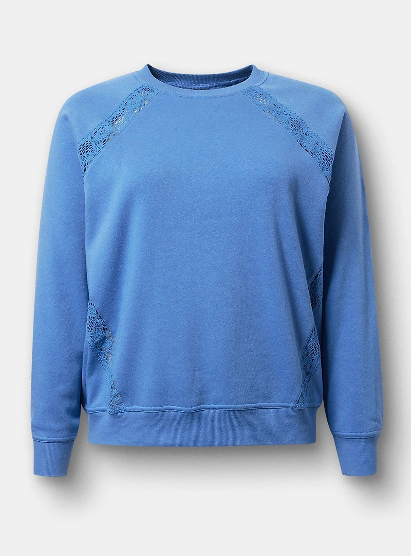 Lace Pullover Crew Sweatshirt