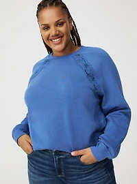 Lace Pullover Crew Sweatshirt