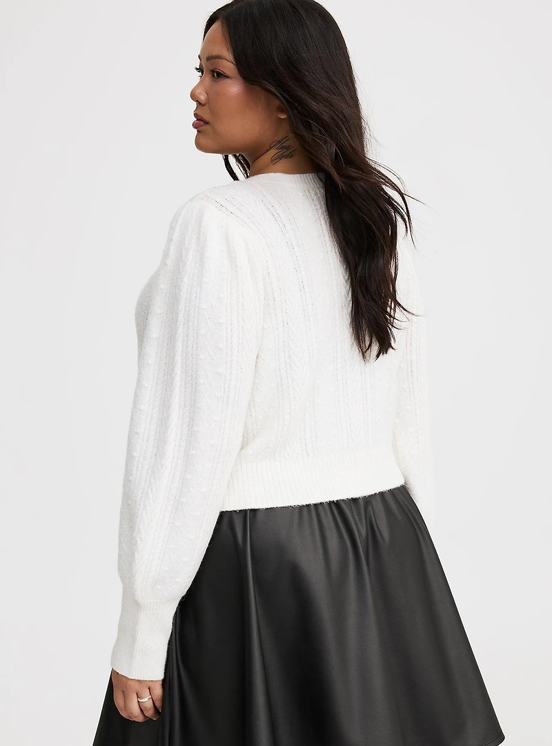 Vegan Cashmere Bow Shrug Pullover Sweater