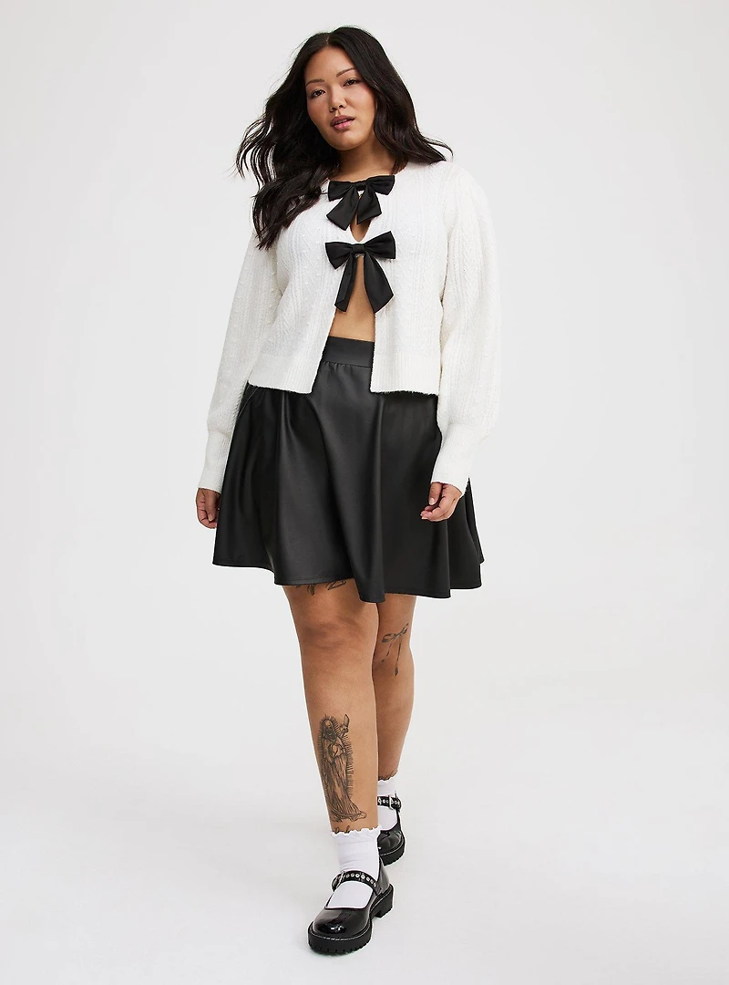 Vegan Cashmere Bow Shrug Pullover Sweater
