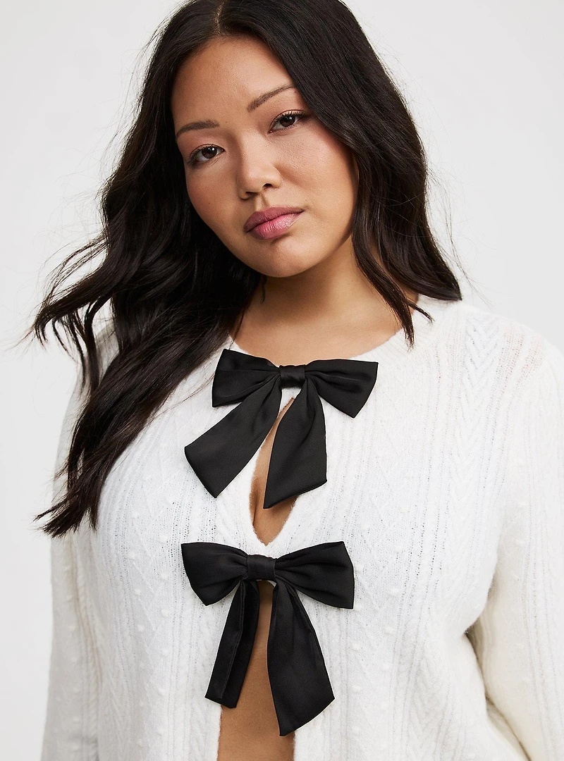 Vegan Cashmere Bow Shrug Pullover Sweater