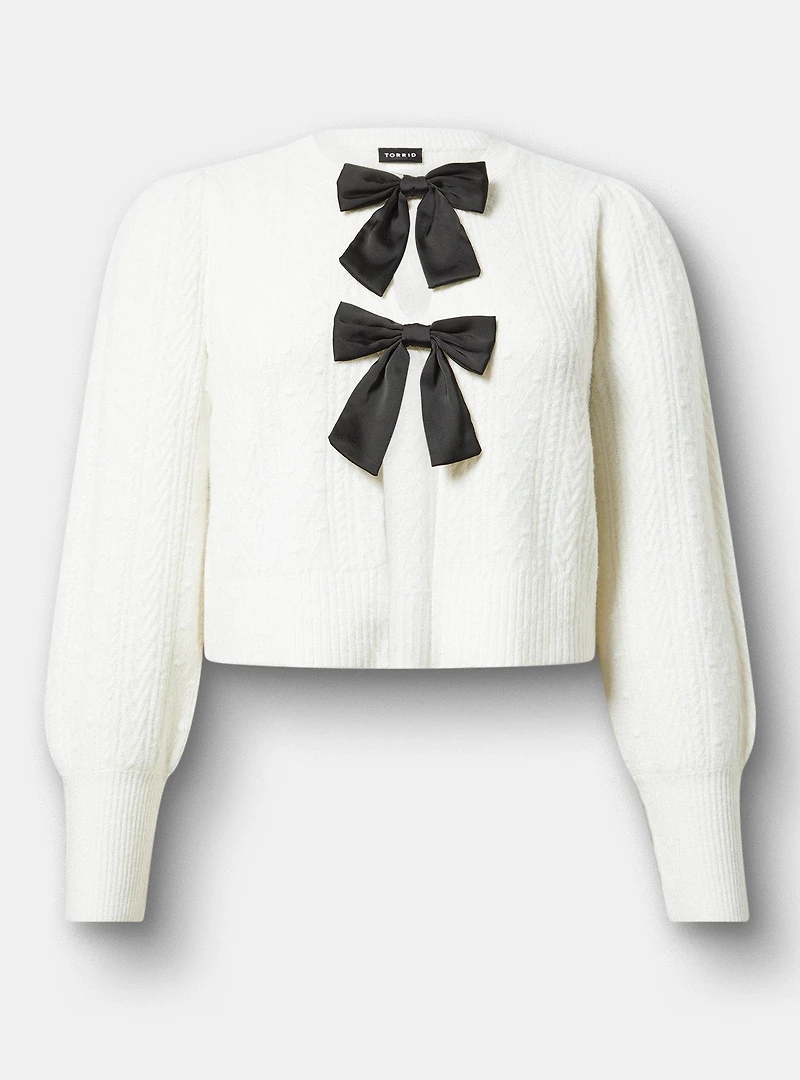 Vegan Cashmere Bow Shrug Pullover Sweater