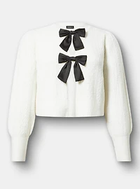 Vegan Cashmere Bow Shrug Pullover Sweater