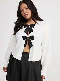 Vegan Cashmere Bow Shrug Pullover Sweater