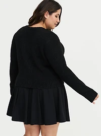 Boucle Embellished Crew Neck Cardigan