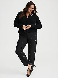 Boucle Embellished Crew Neck Cardigan