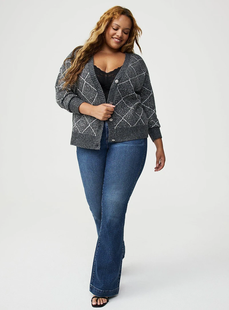 Metallic Vegan Cashmere V-Neck Cardigan