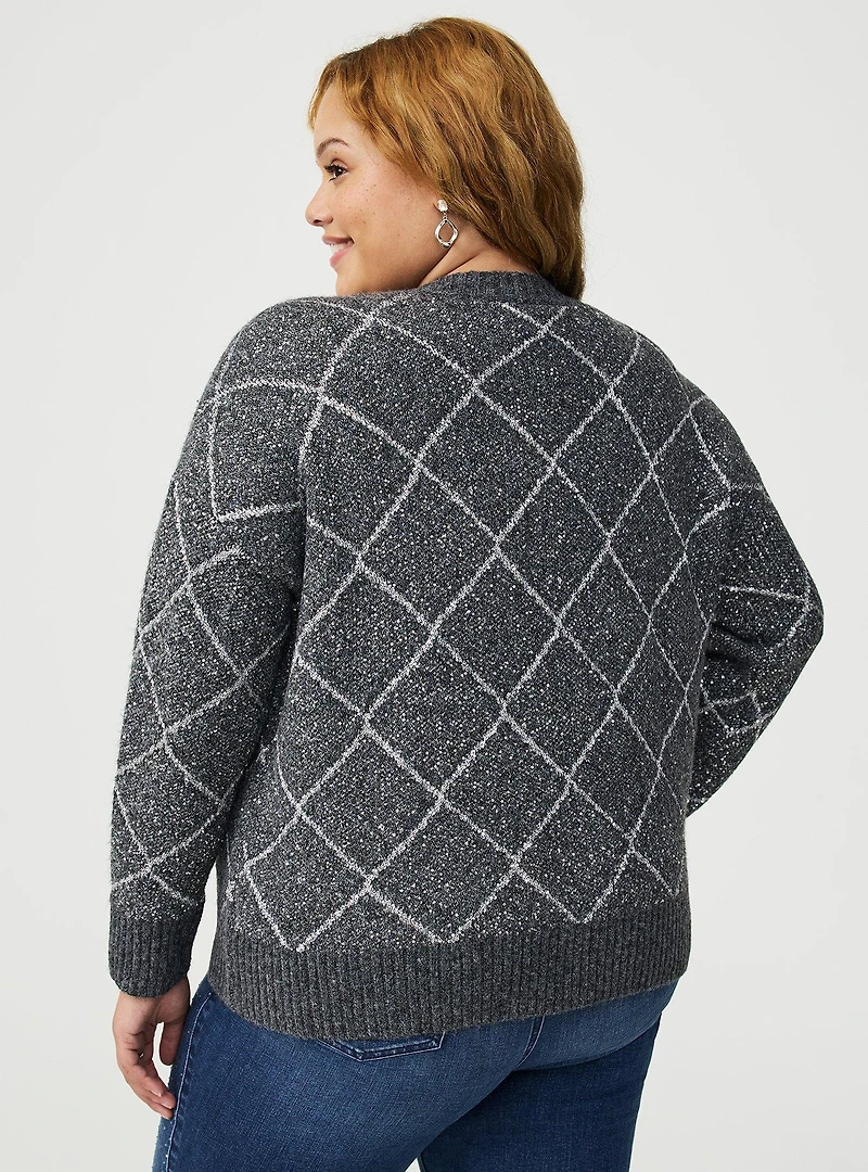 Metallic Vegan Cashmere V-Neck Cardigan