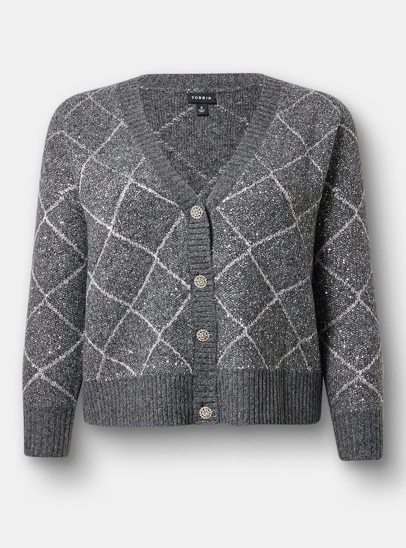 Metallic Vegan Cashmere V-Neck Cardigan