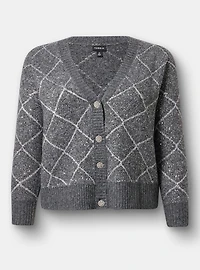 Metallic Vegan Cashmere V-Neck Cardigan