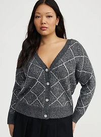 Metallic Vegan Cashmere V-Neck Cardigan