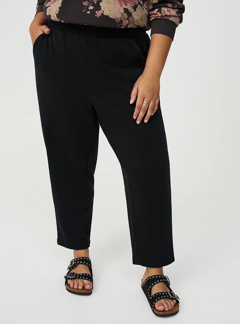 High Rise Barrel Leg Fleece Pant