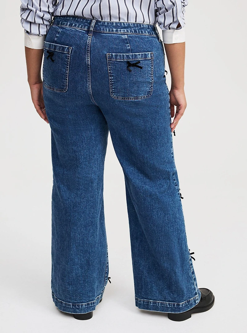 High-Rise Wide Leg Bow Jean