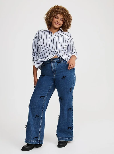 High-Rise Wide Leg Bow Jean