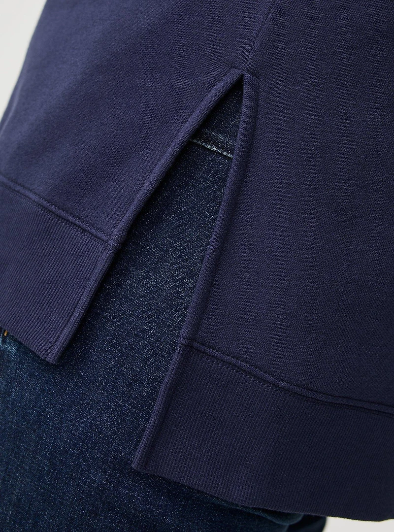 Cozy Fleece V-Neck Step Hem Sweatshirt
