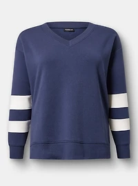 Cozy Fleece V-Neck Step Hem Sweatshirt