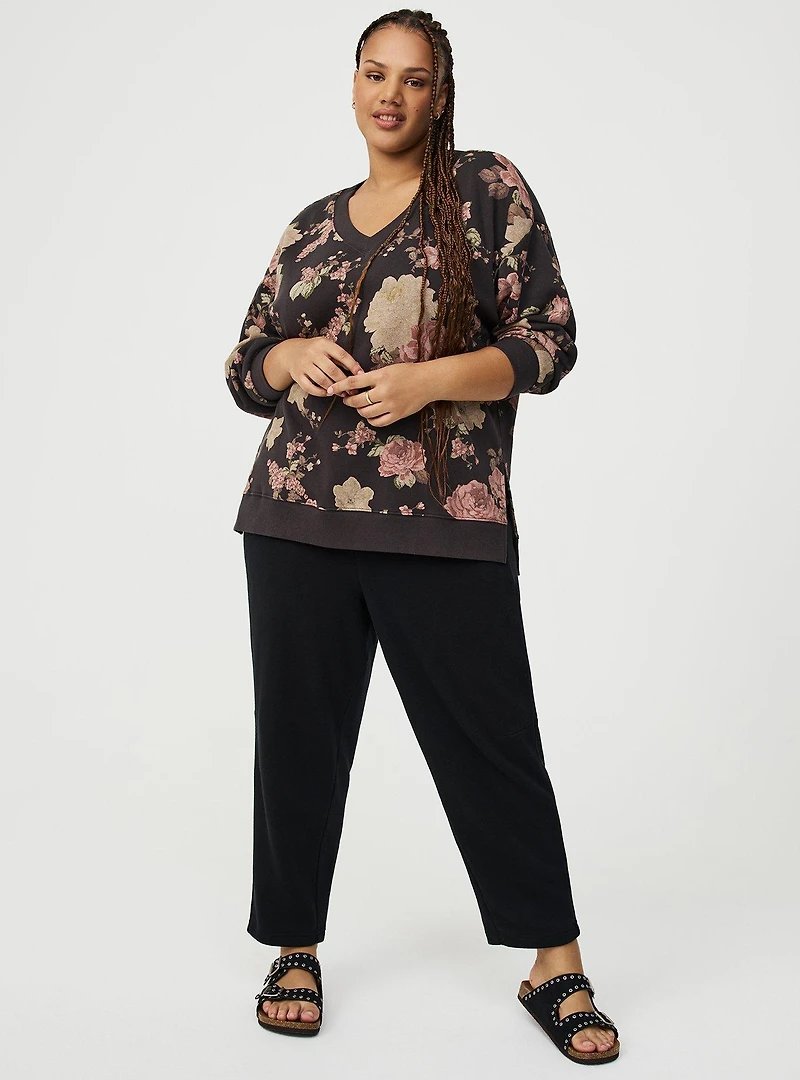V-Neck Step Hem Sweatshirt