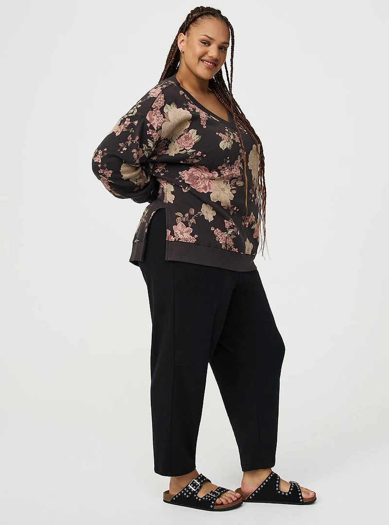 V-Neck Step Hem Sweatshirt